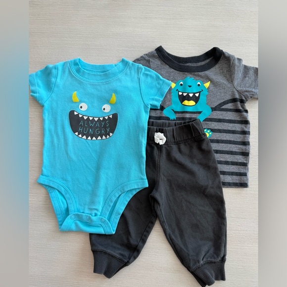 Carter's Other - Carter's Monster Bodysuit Set - Teal and Gray